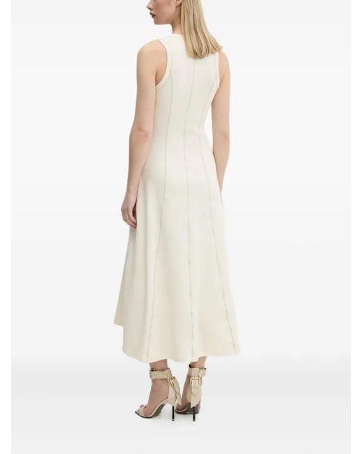 Desigual White Stitching Sleeveless Midi Dress