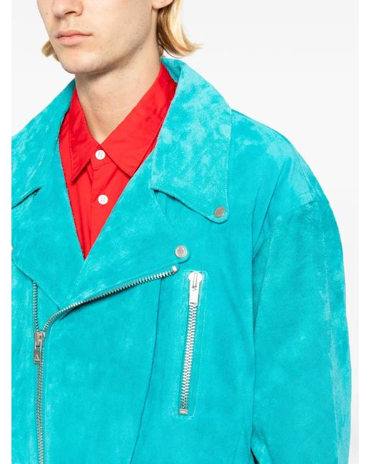 A LEATHER Leren Jack in het Blue voor heren