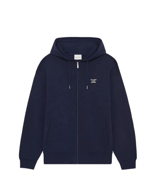 Drole de Monsieur Blue Logo-Print Zip-Up Hoodie for men
