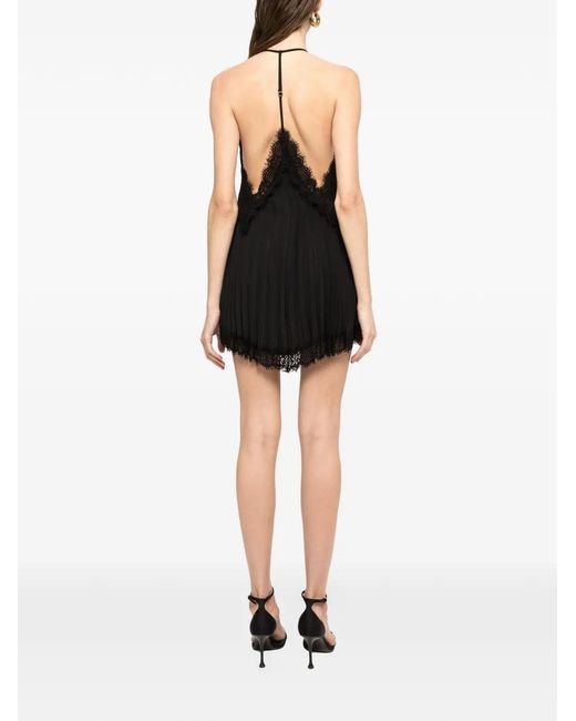 Nissa Black Backless Pleated Mini Dress