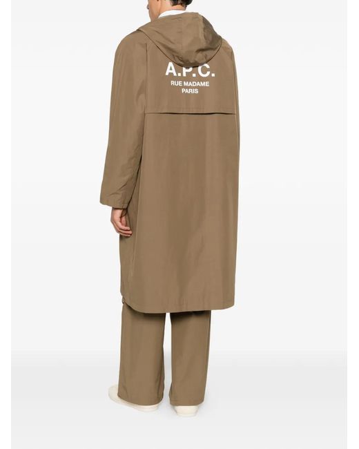 A.P.C. Natural Hooded Button Coat for men