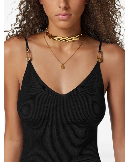Versace Safety Pin Midi-Jurk in het Black