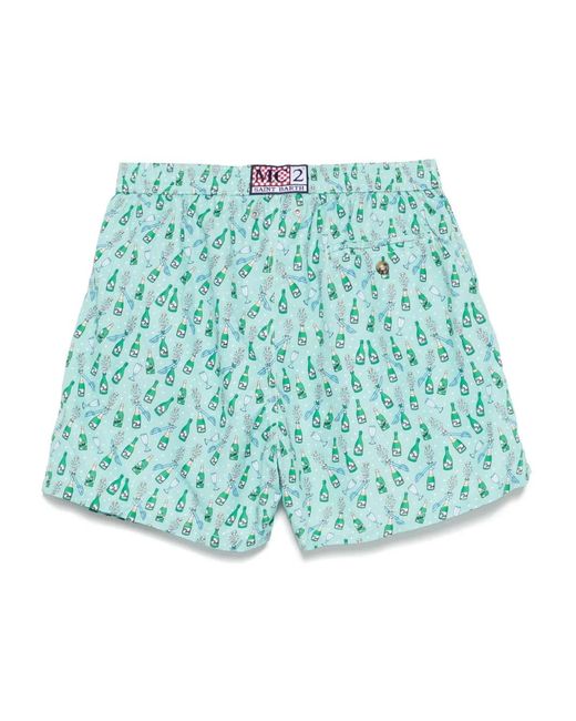 Mc2 Saint Barth Green Logo-Print Swim Shorts for men