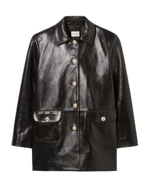 Claudie Pierlot Black Long-Sleeve Leather Jacket