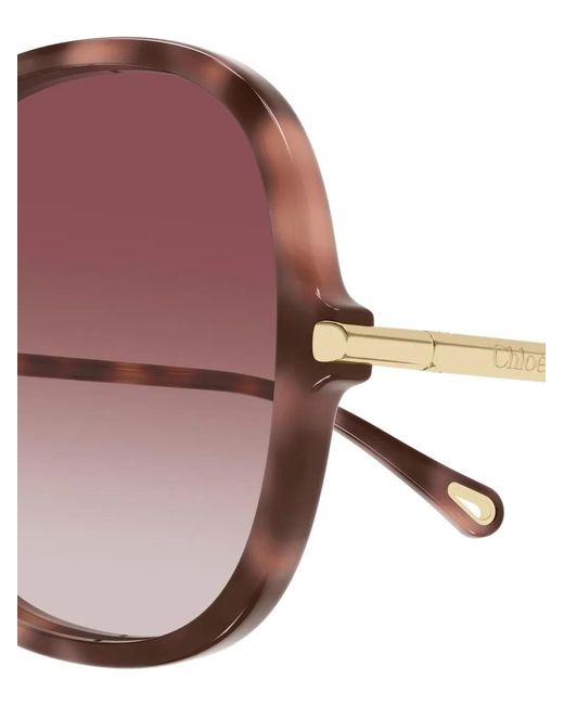 Chloé Purple Tortoiseshell-Effect Round-Frame Sunglasses