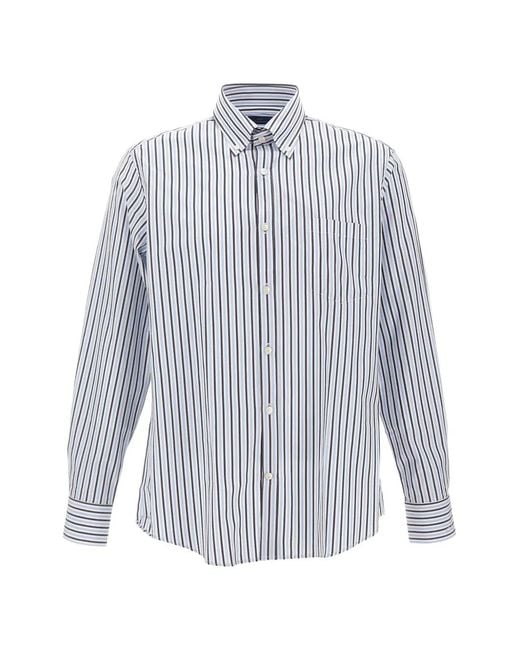 Paul & Shark Blue Striped Button-Down Shirt for men