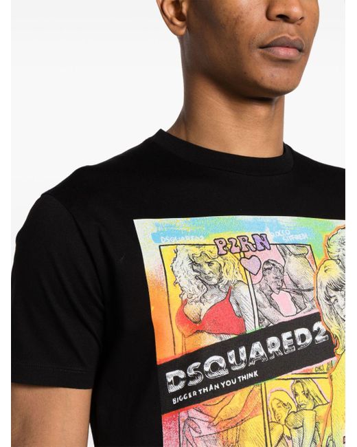 DSquared² T-shirt Met Grafische Print in het Black voor heren