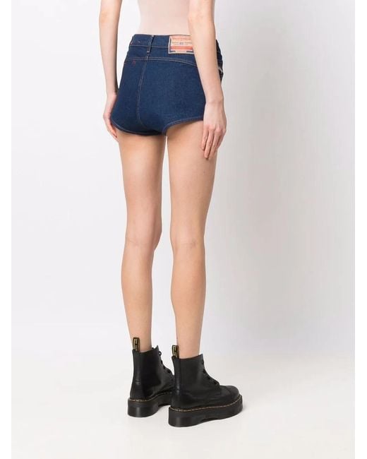 DIESEL Blue High Waisted Mini Denim Shorts