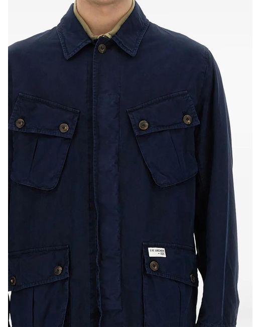 Fay Blue Patch-Pocket Shirt Jacket for men