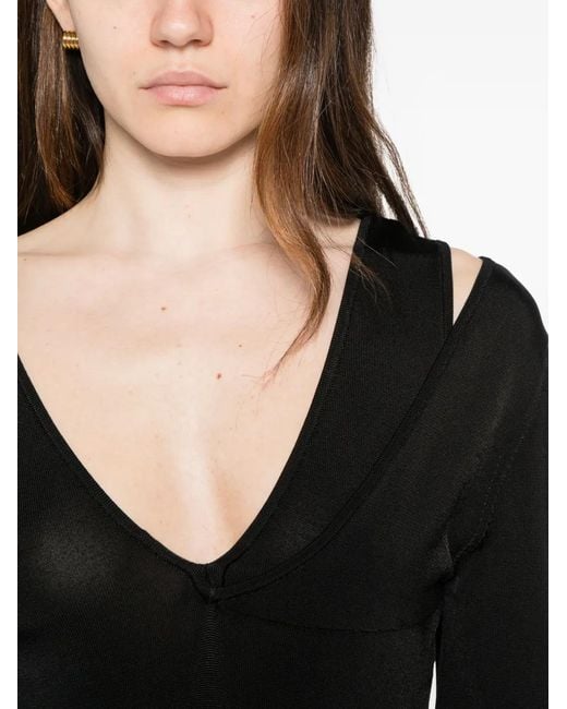 AYA MUSE Black V-Neck Mini Dress