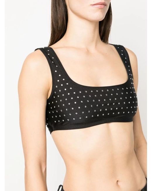 ANDAMANE Black Crystal-Embellished Sports Bra