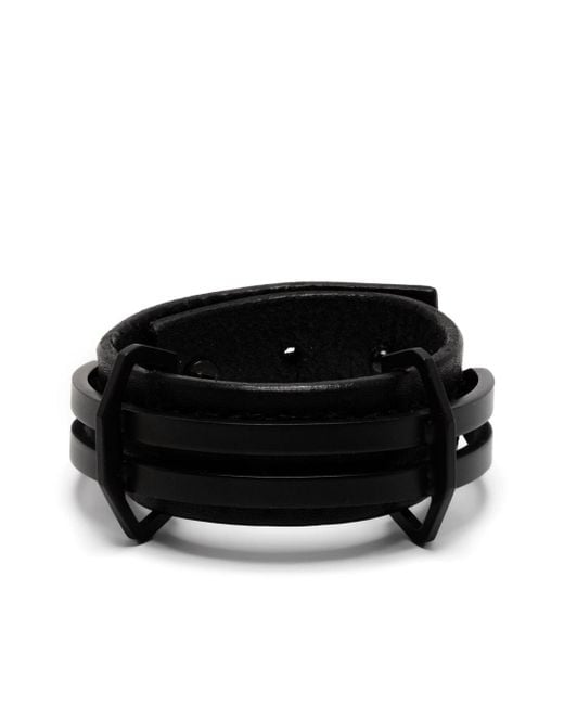 Julius Black Triple-band Leather Bracelet for men