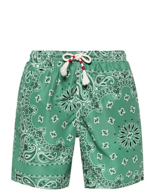 Mc2 Saint Barth Green Bandana-print Swim Shorts for men