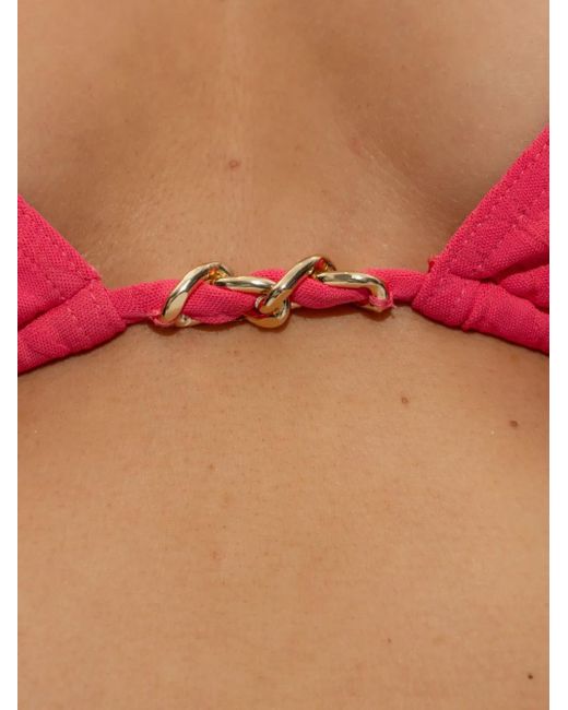 Top de bikini con detalle de cadena Balmain de color Red