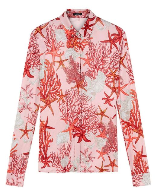 Versace Red Hemd mit Meerestiere-Print