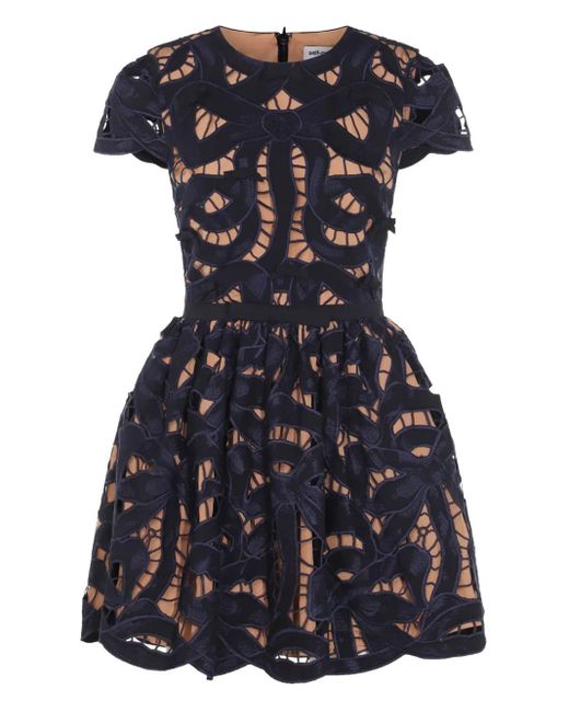 Self-Portrait Blue Short Dress With Bow