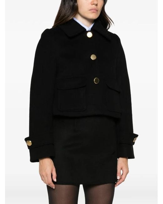 P.A.R.O.S.H. Black Button-Up Cropped Jacket