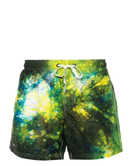 Sundek Green Golden Wave Crinkled Swim Shorts for men
