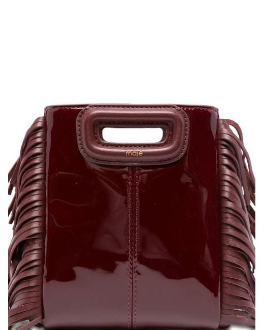 Maje Red Mini Fringe-Edged Cross Body Bag