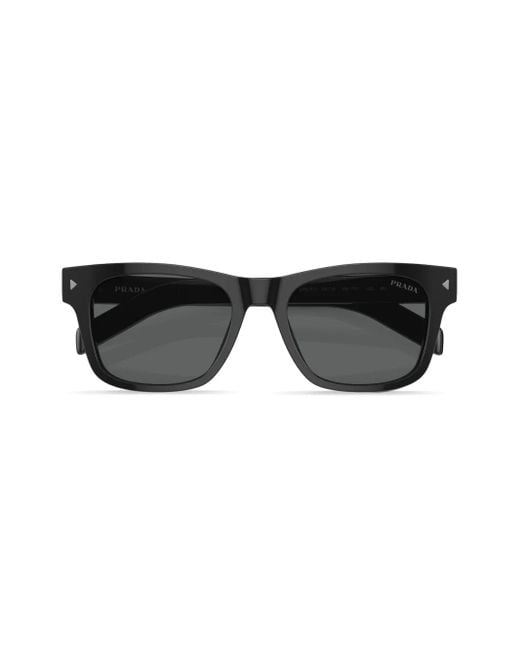 Prada Black Logo-Engraved Square-Frame Sunglasses for men