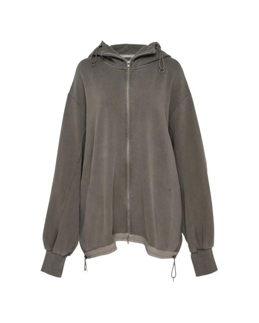 Yohji Yamamoto Gray Drawstring-Hem Hoodie Jacket