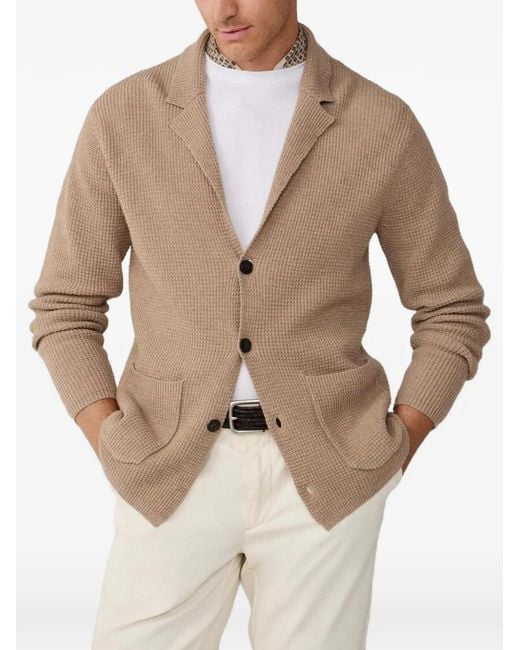 Hackett Natural Waffle-Stitch Cardigan for men