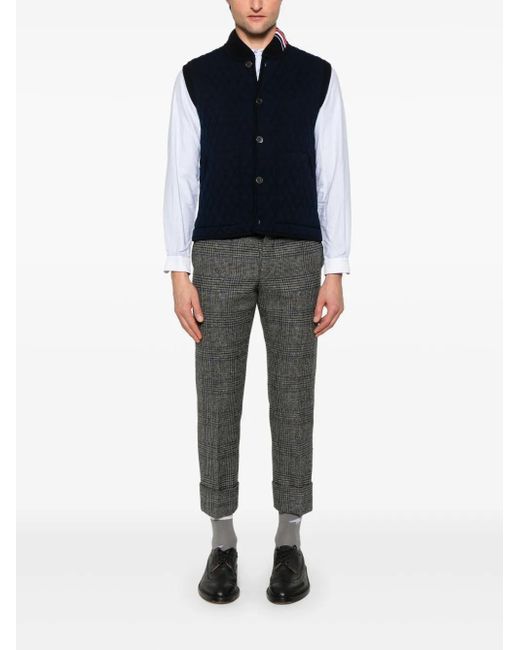 Thom Browne Blue Rwb Stripe-Detail Quilted Vest for men