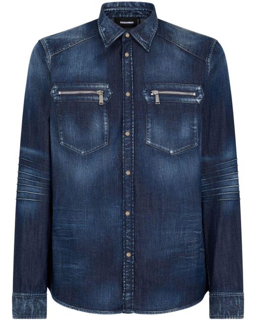 Chemise en jean à poche zippée DSquared² pour homme en coloris Blue
