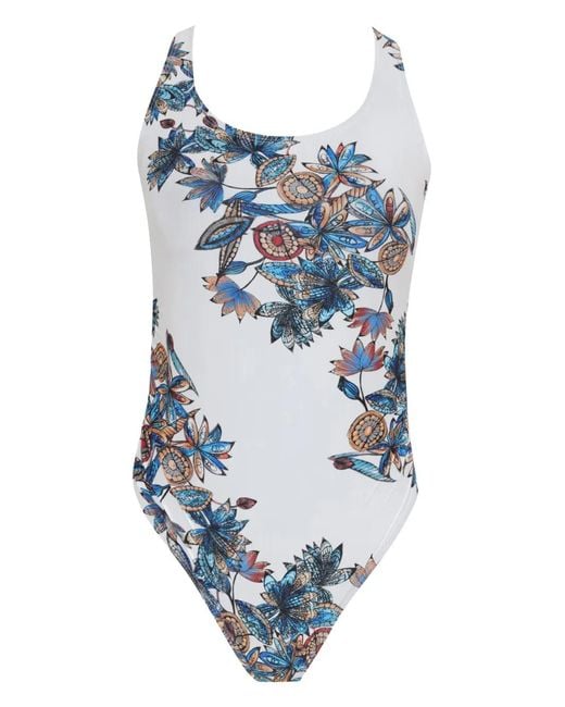 Amir Slama Blue Floral-Print Swimsuit