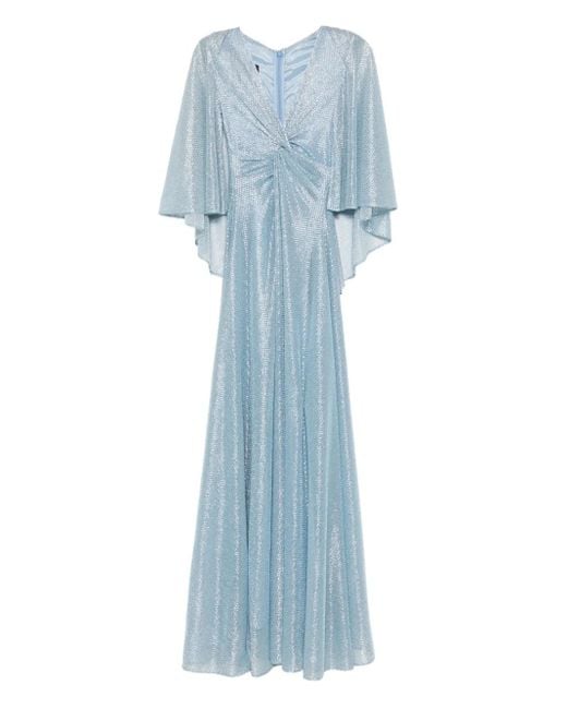 Talbot Runhof Blue Twisted Layered Dress