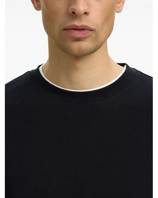 SELECTED Black Short-Sleeve Cotton T-Shirt for men
