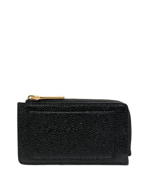 Thom Browne Black Pebbled-Leather Half-Zip Wallet