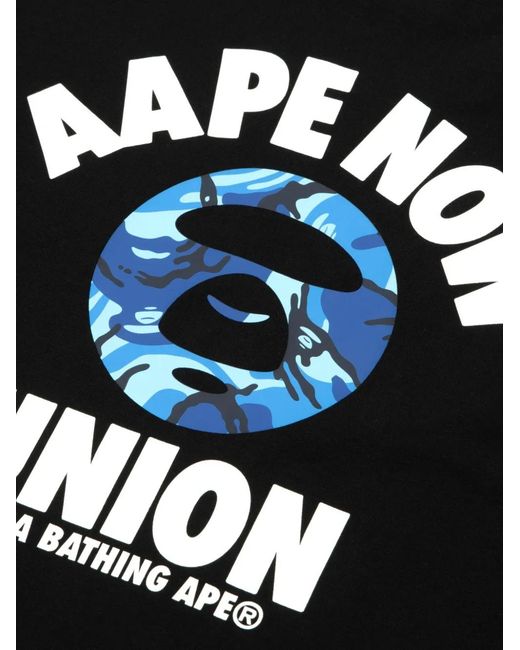 Aape By A Bathing Ape Black Logo-Print Cotton T-Shirt for men
