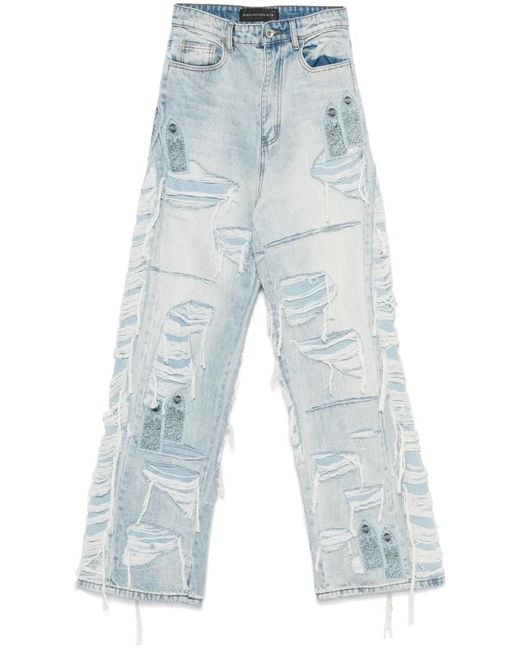 Who Decides War Blue Full Distress Arch Jeans