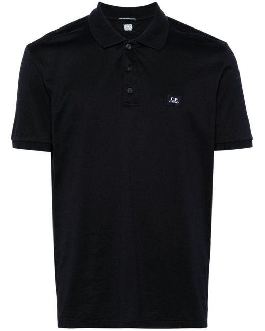 C P Company Black 70/2 Mercerized Jersey Polo Shirt for men