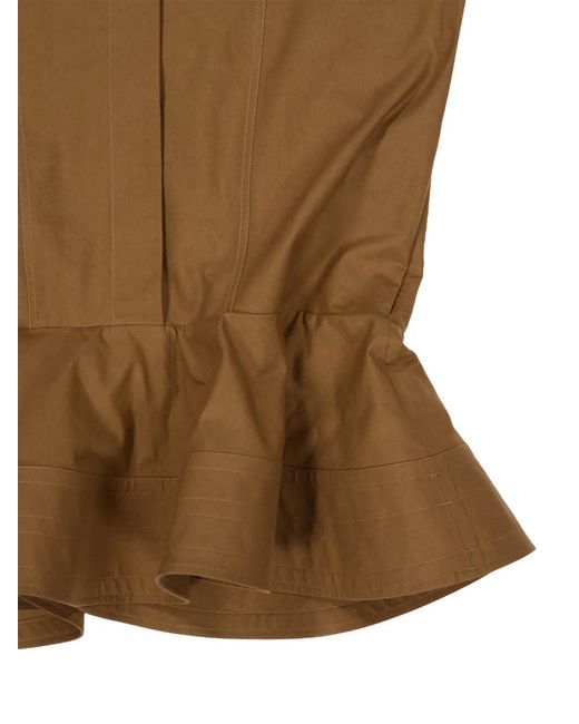 Stella McCartney Brown Ruffled-Hem Mini Dress