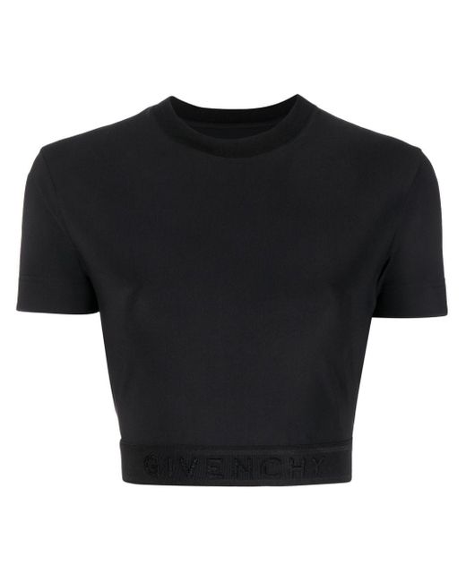 T-shirt crop con banda logo di Givenchy in Black