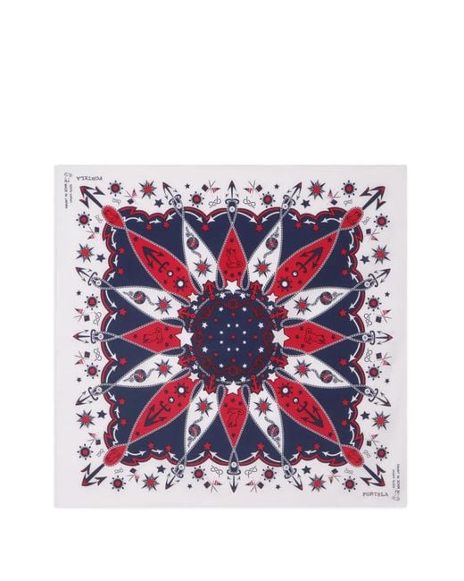 Fortela White Anchor Star Pattern Bandana for men