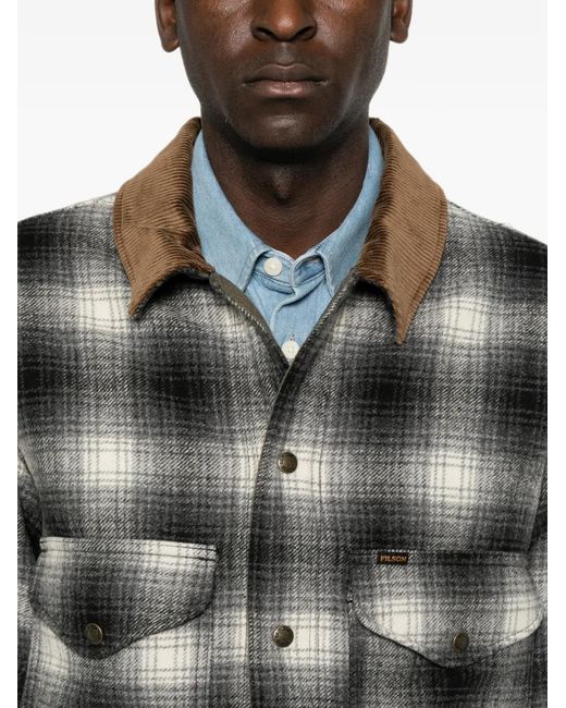 Filson Gray Check-Pattern Corduroy-Collar Jacket for men
