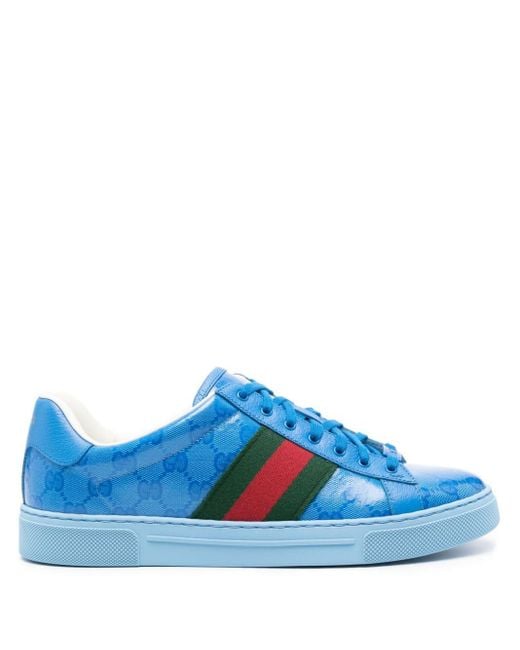 Gucci Ace Sneakers Met Kristal in het Blue voor heren