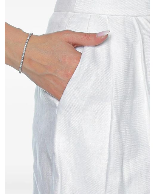 ARMANI EXCHANGE White Pleated Linen Mini Shorts