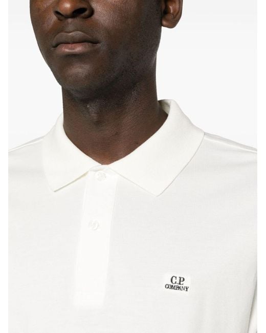C P Company Pikee-Poloshirt mit Logo-Patch in White für Herren