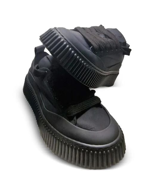 Rhun Black Panelled Platform Sneakers for men