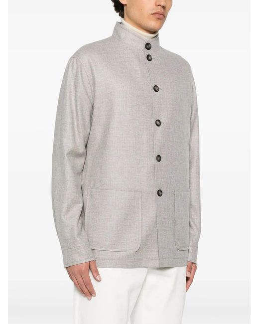 Tagliatore White Button-Up Shirt Jacket for men