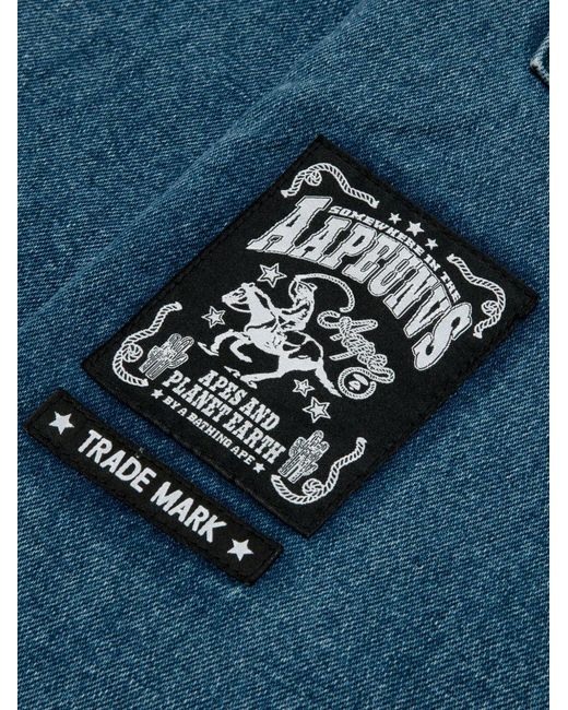 Short En Jean À Bords Francs Aape By A Bathing Ape pour homme en coloris Blue