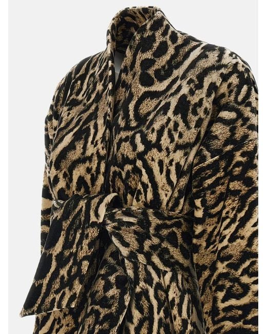 Irie White Leopard-Print Belted Coat