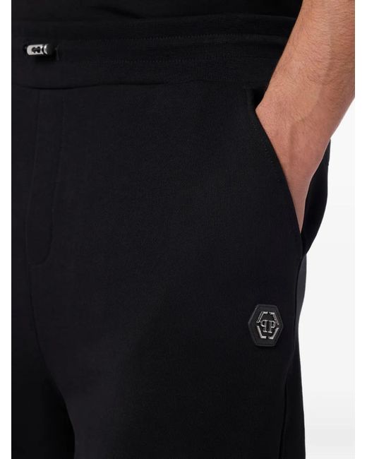 Philipp Plein Black Fleece Track Shorts for men