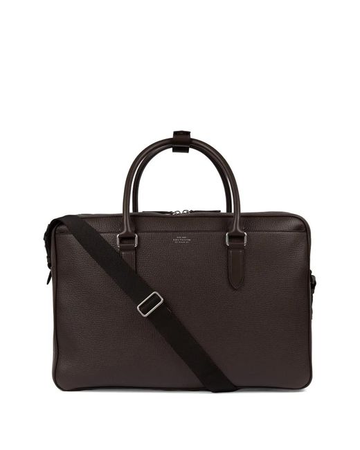 Smythson Black 48-Hour Ludlow Zip Holdall Bag