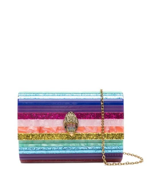 Kurt Geiger Pink Party Eagle Striped Clutch Bag