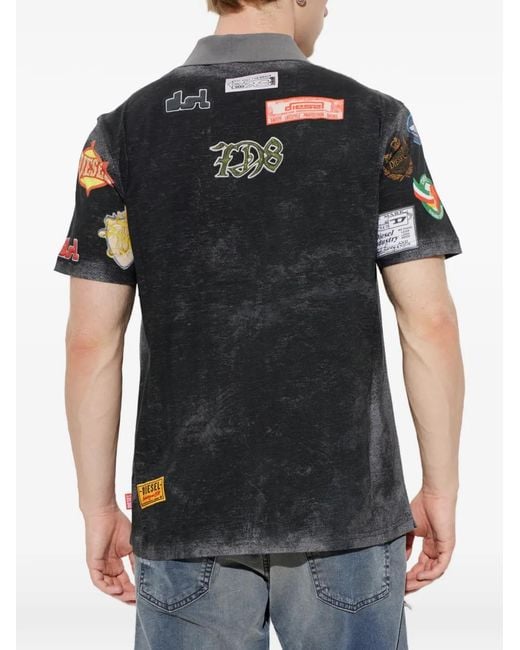 DIESEL Black Patch-Detail Polo Shirt for men